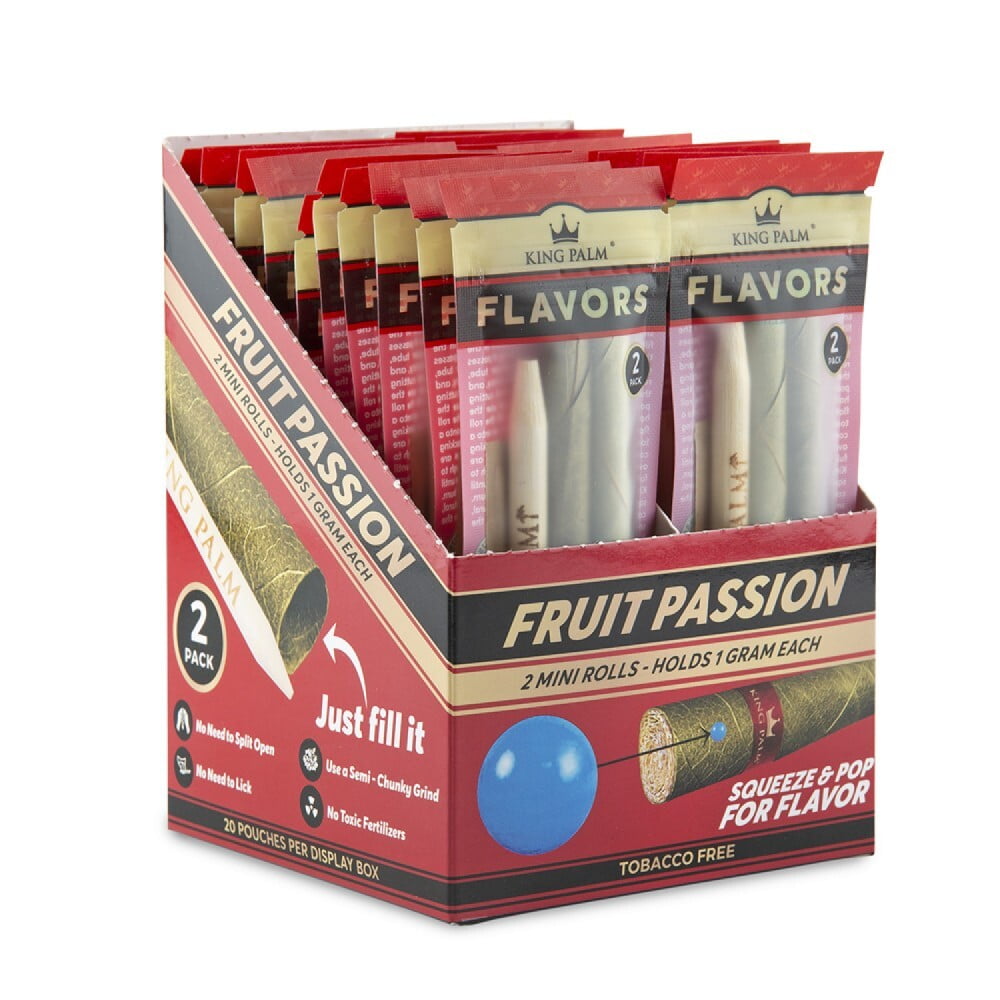 KING PALM 2 PACK PASSION FRUIT MINI ROLLS BOX