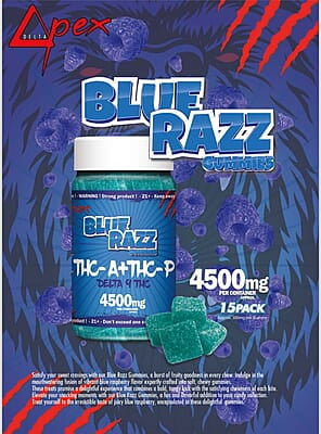 Apex Gummies D9 Jar 4,500 MG Blue razz