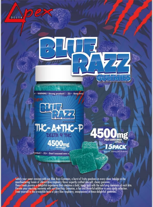 Apex Gummies D9 Jar 4,500 MG Blue razz