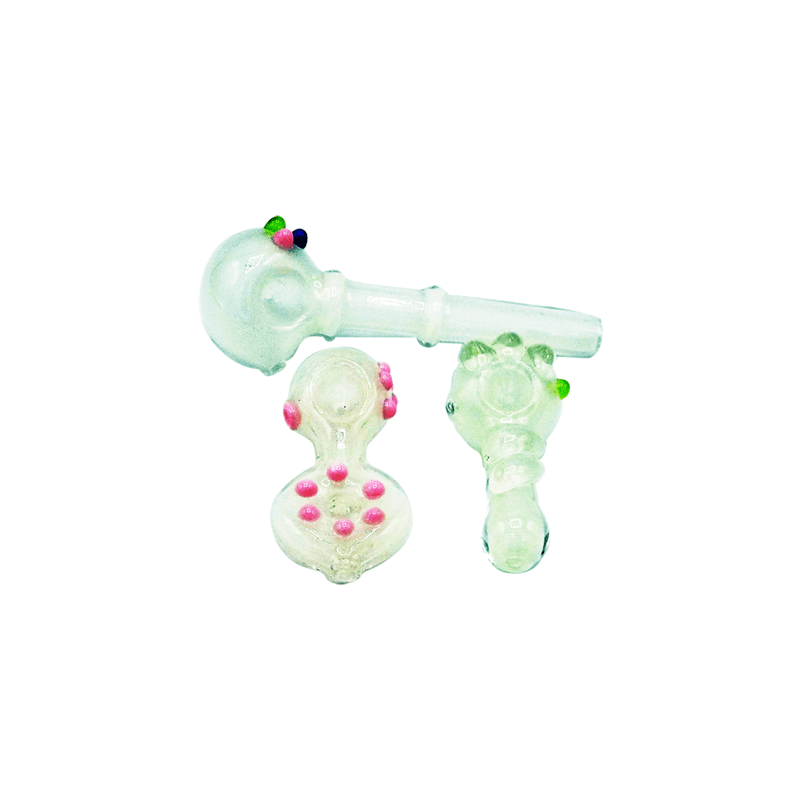 Glow in the dark glass hand pipes.