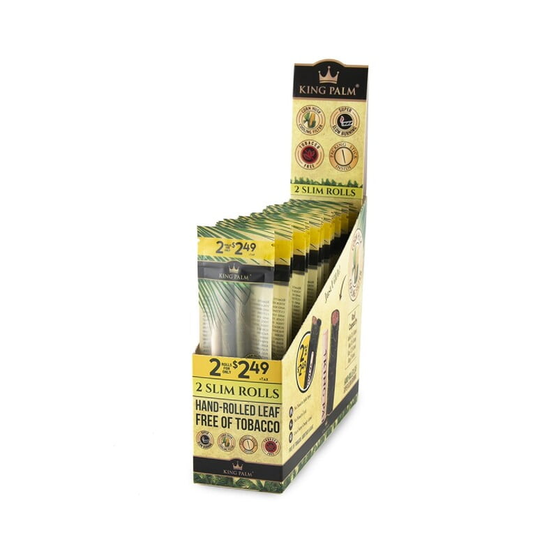 KING PALM 2 PACK SLIM ROLLS BOX